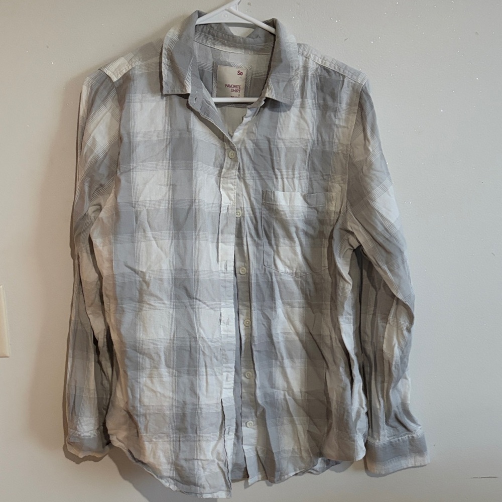 SO Gray Plaid Button Down Shirt